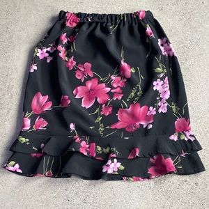 Black Shirt with Pink Flowers. Size Small.